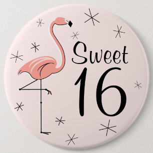 Macaron Rond 15,2 Cm Flamant rose rose 'Sweet 16' bouton