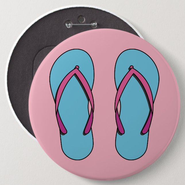 Macaron Rond 15,2 Cm Flip Flops de plage (Devant & derrière)