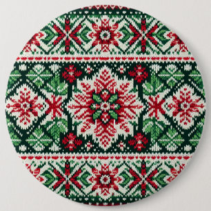 Macaron Rond 15,2 Cm Foire de Noël/hiver île rouge et verte