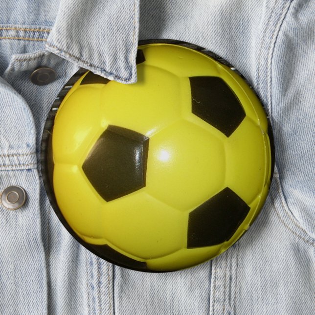 Macaron Rond 15,2 Cm Football Jaune et Noir (Football) (En situation)