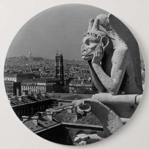Macaron Rond 15,2 Cm France vintage Paris Cathédrale Notre-Dame penseur