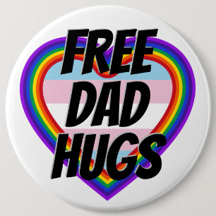 Macaron Rond 15,2 Cm Free Papa Hugs LGBT Pride Rainbow Heart