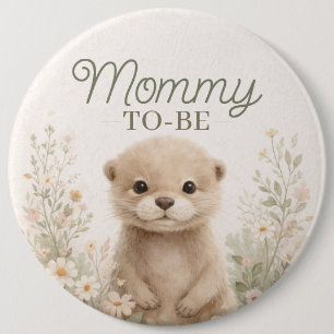 Macaron Rond 15,2 Cm Future Maman Loutre Aquarelle Neutre Baby Shower