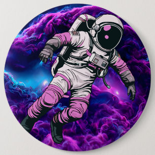 Macaron Rond 15,2 Cm Galaxie de l'Astronaute Rose Pourpre