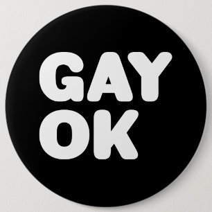 Macaron Rond 15,2 Cm GAY OK Grandes Lettres Gras Couleur Personnalisabl