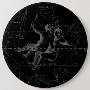 Macaron Rond 15,2 Cm Gemini Constellation Map Engraving by Hevelius
