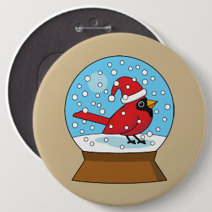 Macaron Rond 15,2 Cm Globe des neiges avec cardinal rouge mignon