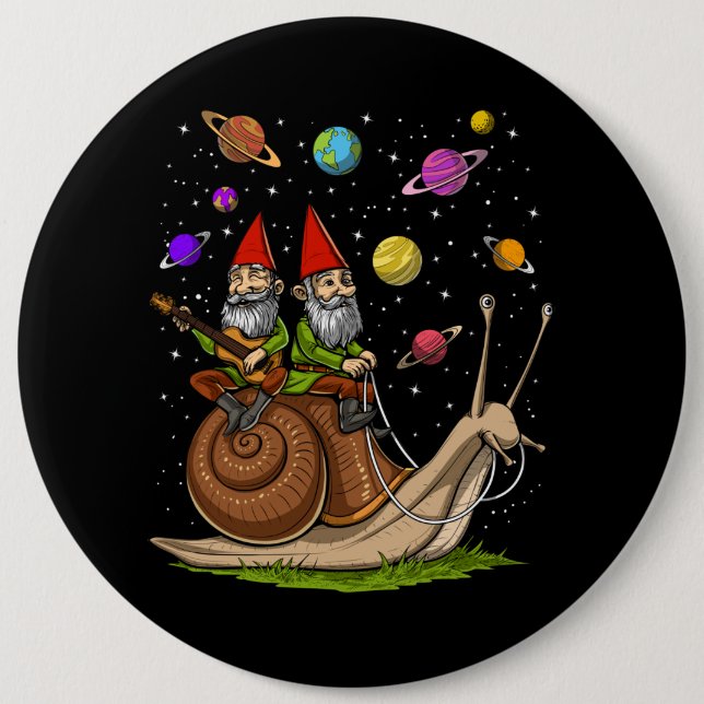 Macaron Rond 15,2 Cm Gnomes Riding Snail (Devant)
