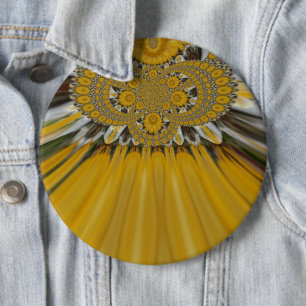 Macaron Rond 15,2 Cm Golden Yellow Flower Pattern design Art