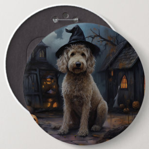 Macaron Rond 15,2 Cm Goldendoodle Citrouille Halloween effrayant