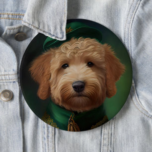Macaron Rond 15,2 Cm Goldendoodle Dog en tenue de la Saint Patrick