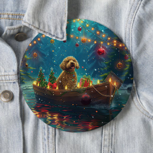Macaron Rond 15,2 Cm Goldendoodle Noël Festive Voyage