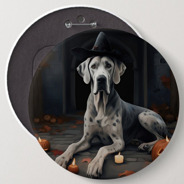 Macaron Rond 15,2 Cm Grand Dane Citrouille Halloween flip d'effroi (Devant & derrière)