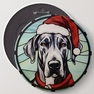 Macaron Rond 15,2 Cm Grand Danois Vitrail de Noël