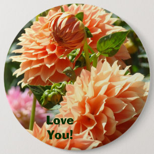 Macaron Rond 15,2 Cm Grands Boutons personnalisés Je t'aime ! Fleurs d'