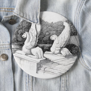 Macaron Rond 15,2 Cm Griffins sculpté crayon monochrome Art