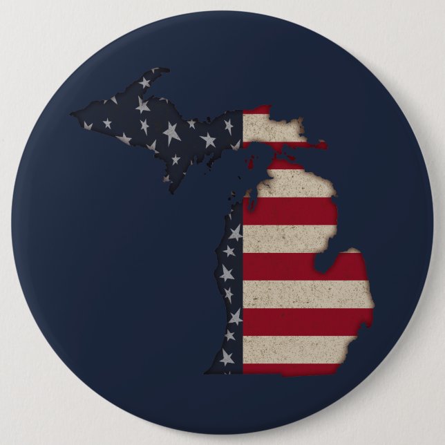 Macaron Rond 15,2 Cm Grunge Americana Michigan | Patriotique (Devant)