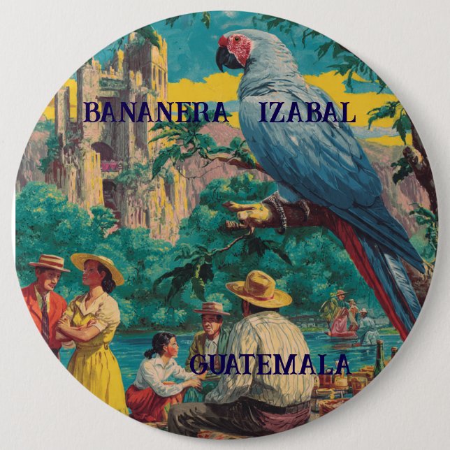 Macaron Rond 15,2 Cm GUATEMALA, BANANERA IZABAL Retro poster (Devant)