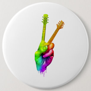 Macaron Rond 15,2 Cm Guitar Lover Say Hi Guitar Hands