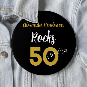 Macaron Rond 15,2 Cm Guitare 50e anniversaire Rocks 50 Personnalisé
