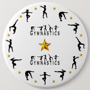 Macaron Rond 15,2 Cm Gymnastique féminine, étoiles d'or