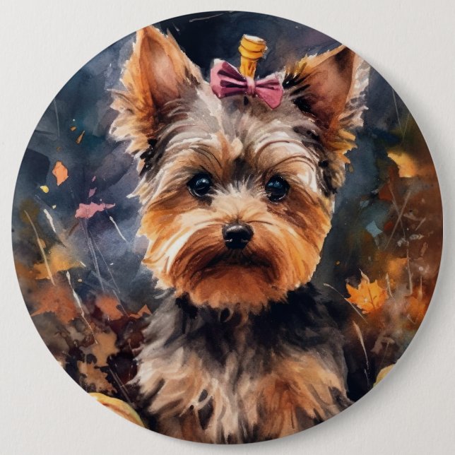 Macaron Rond 15,2 Cm Halloween Biewer Terrier Avec La Peur Citrouille (Devant)