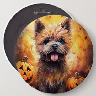Macaron Rond 15,2 Cm Halloween Cairn Terrier Avec La Peur Citrouille