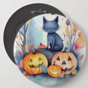 Macaron Rond 15,2 Cm Halloween Chat Bleu Oriental Avec Peur Citrouille