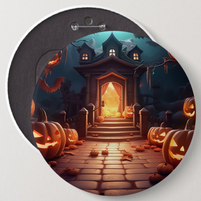Macaron Rond 15,2 Cm Halloween Citrouille brillant (Devant & derrière)