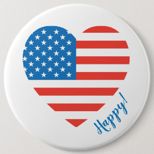 Macaron Rond 15,2 Cm Happy American Flag Heart 4 juillet Personnaliser