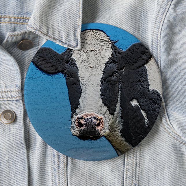 Macaron Rond 15,2 Cm Happy Cow Portrait Carré (En situation)