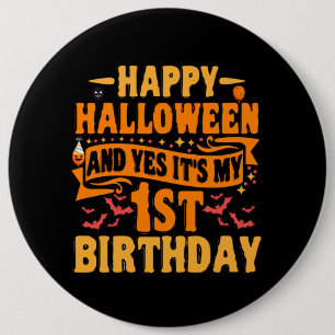 Macaron Rond 15,2 Cm Happy Halloween et Oui C'est mon 1er cadeau d'anni