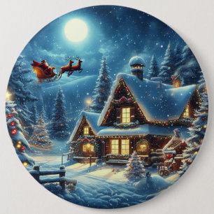 Macaron Rond 15,2 Cm Hiver/Père Noël/Noël/Neige