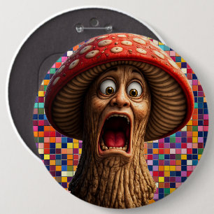 Macaron Rond 15,2 Cm Homme champignon hurlant drôle épinglé