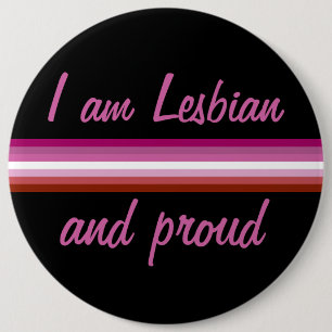 Macaron Rond 15,2 Cm I au Leasbian et Proud   Lesbian Flag on Black