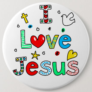 Macaron Rond 15,2 Cm I Love Jesus I Doodles I Colossal 6x6 Button