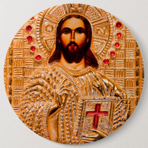 Macaron Rond 15,2 Cm Icône d'or de Jésus-Christ
