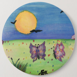 Macaron Rond 15,2 Cm Illustration aquarelle Papillons Love Couple