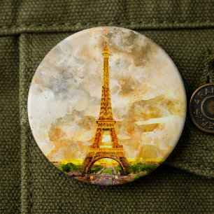 Macaron Rond 15,2 Cm Impression artistique aquarelle du coucher de sole