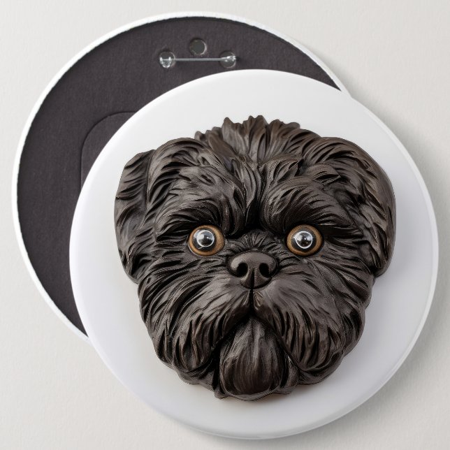 Macaron Rond 15,2 Cm Inspiré 3D d'Affenpinscher (Devant & derrière)