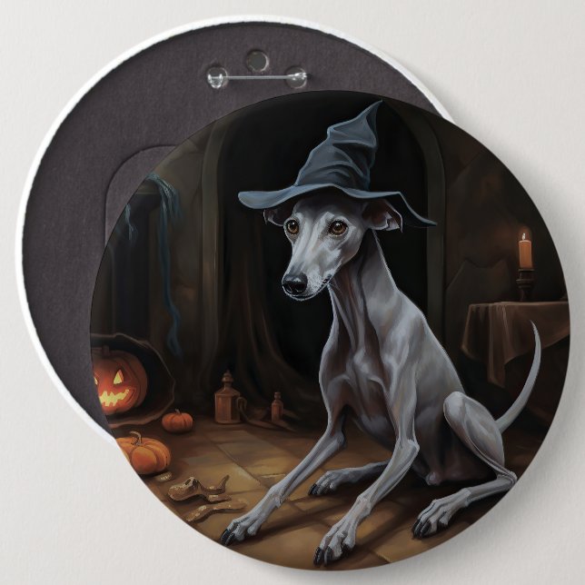 Macaron Rond 15,2 Cm Italien Greyhound Citrouille Halloween effrayant (Devant & derrière)
