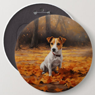 Macaron Rond 15,2 Cm Jack Russell à l'automne Feuilles automne Inspire