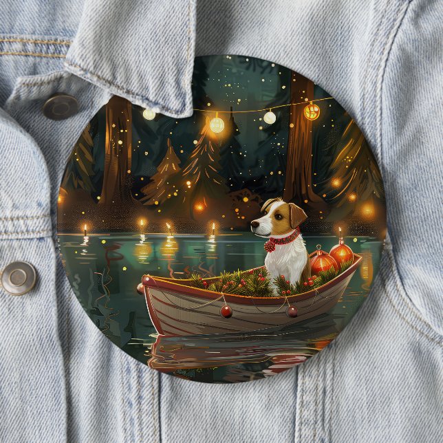 Macaron Rond 15,2 Cm Jack Russell Christmas Festive Voyage (En situation)