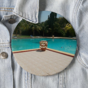 Macaron Rond 15,2 Cm J'Aime Mon Art Familial Au Bord De La Piscine