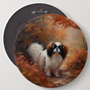 Macaron Rond 15,2 Cm Japanese Chin dans les feuilles d'automne tombent 