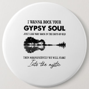 Macaron Rond 15,2 Cm Je Veux Rock Votre Soul Tsigane Hippie Guitare