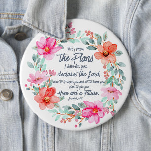 Macaron Rond 15,2 Cm Jeremiah 29:11 Car je connais les Plans Pink Flora