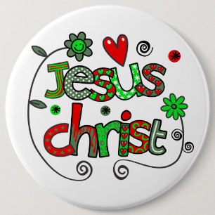 Macaron Rond 15,2 Cm Jésus Christ I Doodles I Whi I Colossal 6x6 Bouton