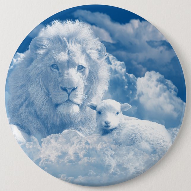 MACARON ROND 15,2 CM JÉSUS L'AGNEAU ET JÉSUS LE LION (Devant)