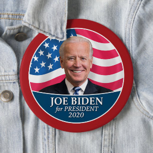 Macaron Rond 15,2 Cm Joe Biden 2020 Photo avec drapeau américain fronti